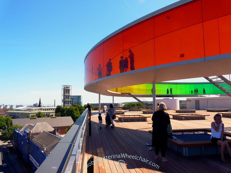 Art at Aros in Aarhus, Denmark with Olafur Eliasson 's Rainbow at the top